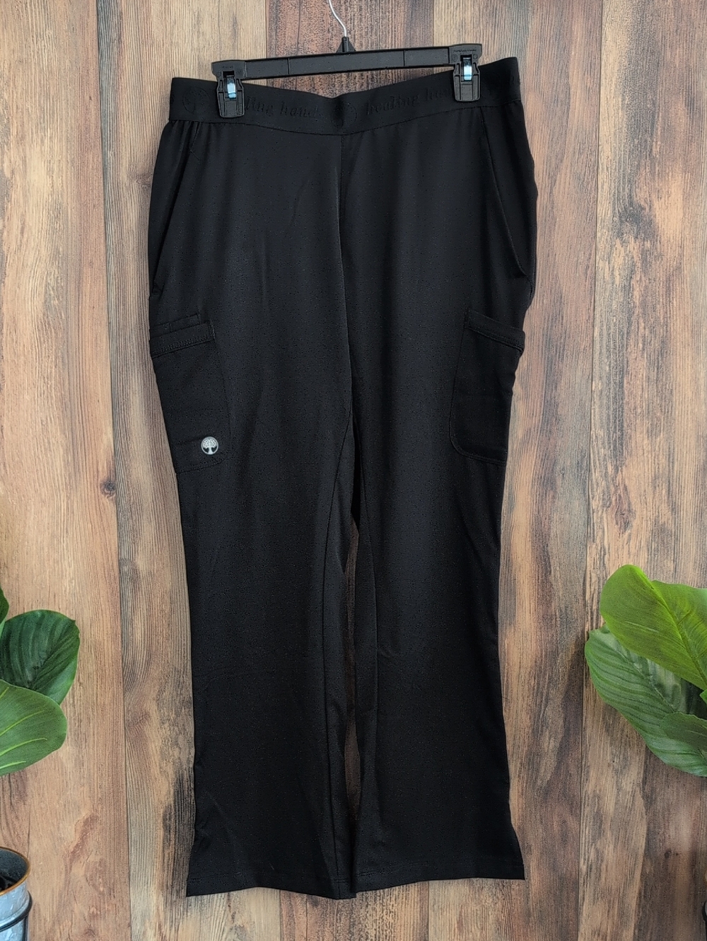 HH Works by healing hands Black Cargo-Style Track Pants Scrubs M-P   554A